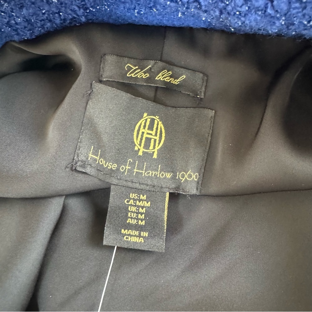 House of Harlow 1960‎ Womens 2pc Blue Wool Tweed Blazer & Skirt(Skort) Set Sz. M - Picture 11 of 16